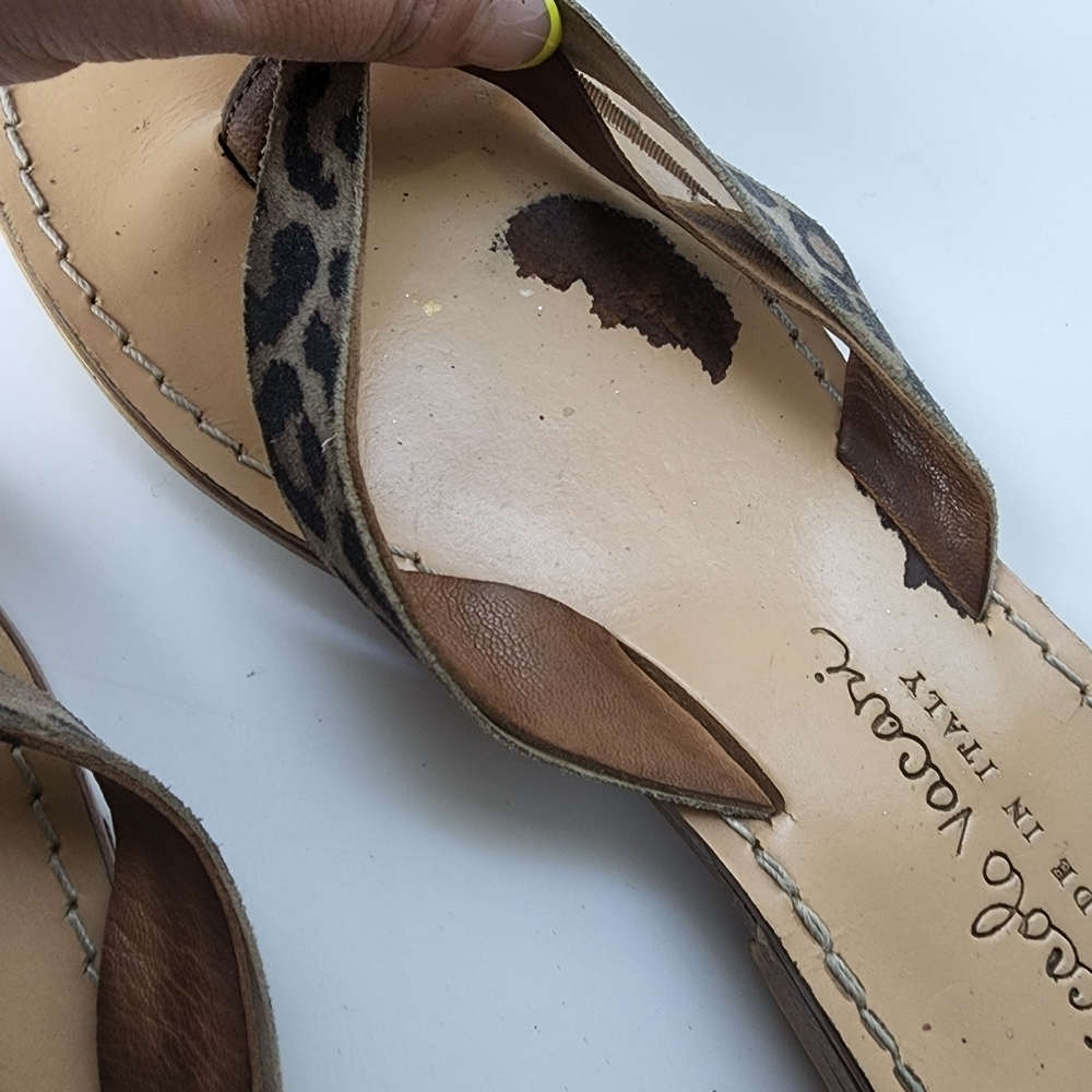 ⭐️40% Off⭐️ Niccolo Vacari  Leather Leopard Flip Flops - Picture 5 of 9